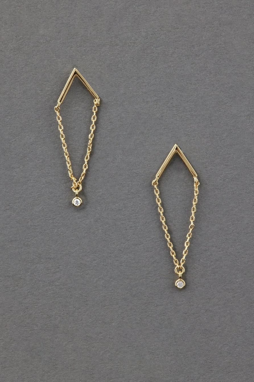 14k gold plated chain stud earring